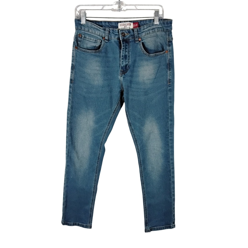 Hudson & Barrow Slim Stretch Jeans Blue Cotton Blend Casual 32x30 Denim, Mens
